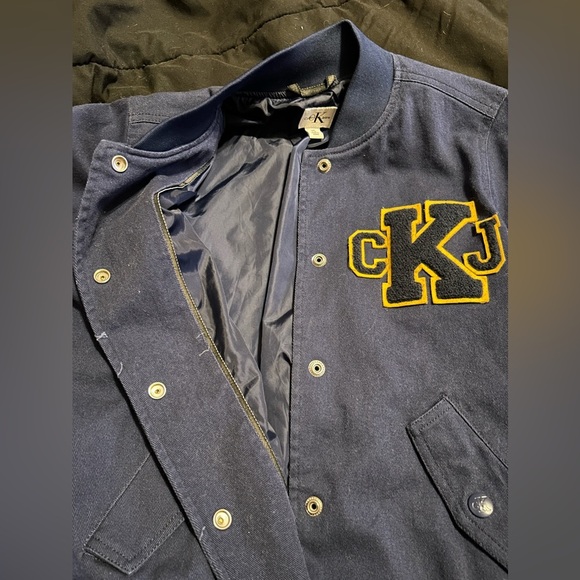 Calvin Klein Jeans Women's "CKJ" Jean Varsity Jacket X-Small, Ink Stone - Picture 5 of 7
